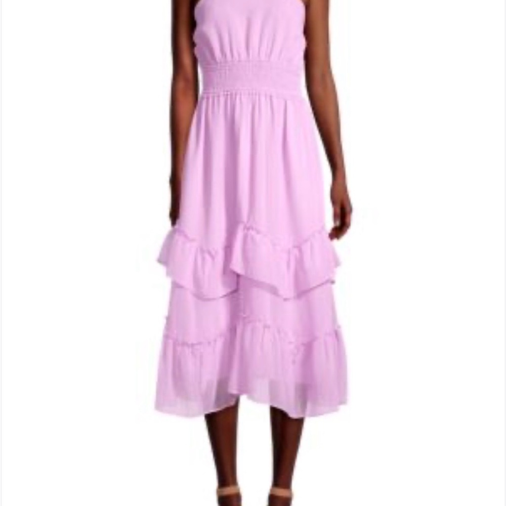 Betsey Johnson Light Pink lilac Tiered Midi Dress. Like new!